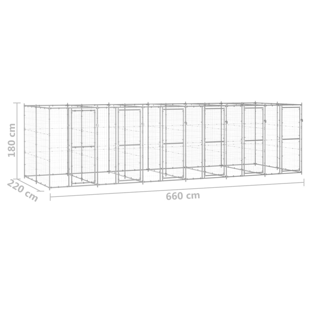 Vonkajšia voliéra pre psy pozinkovaná oceľ 14,52 m²