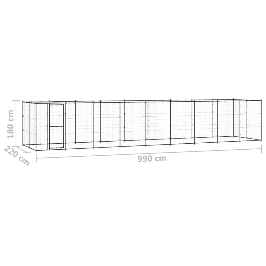 Vonkajšia voliéra pre psy so strechou oceľová 21,78 m²