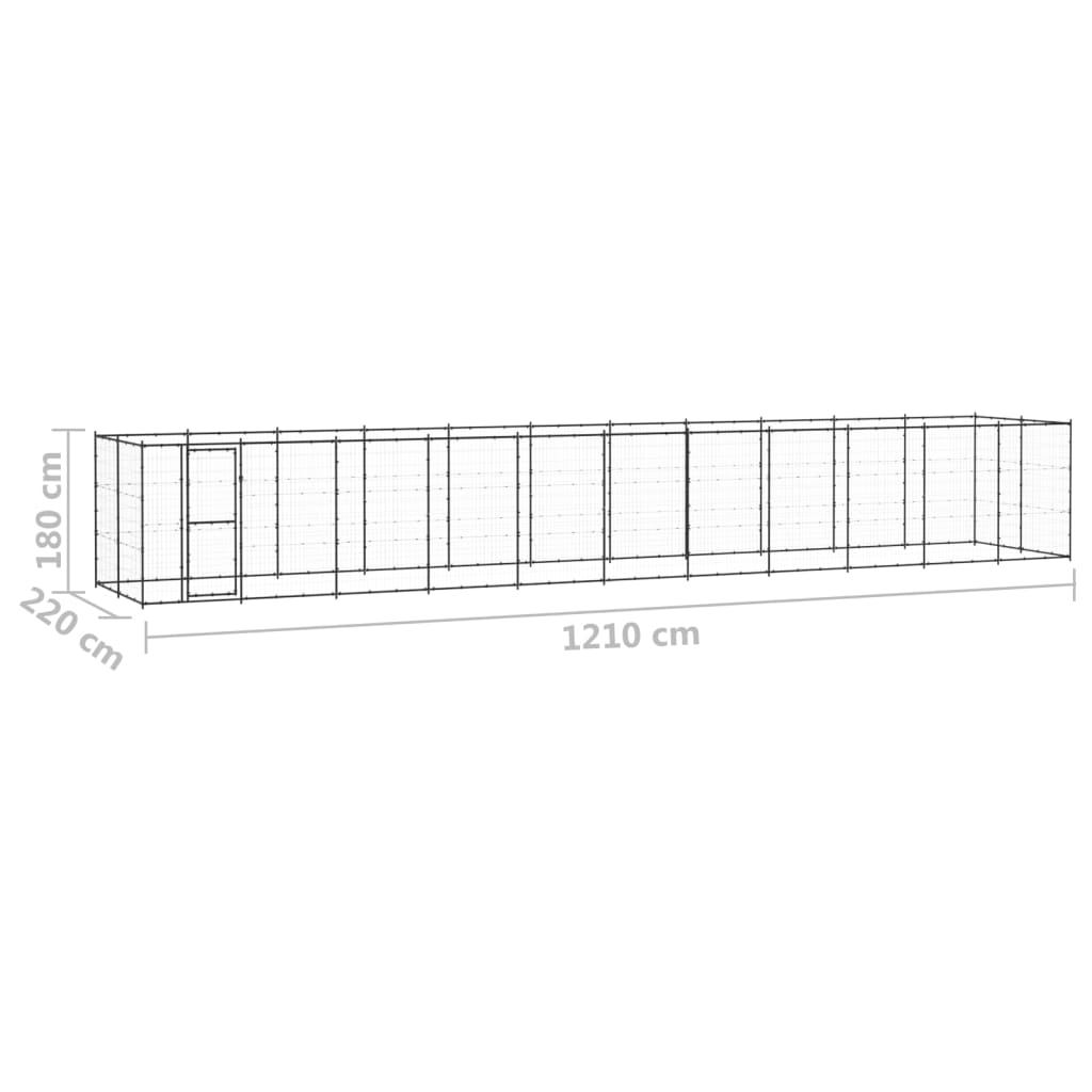 Vonkajšia voliéra pre psov oceľová 26,62 m²