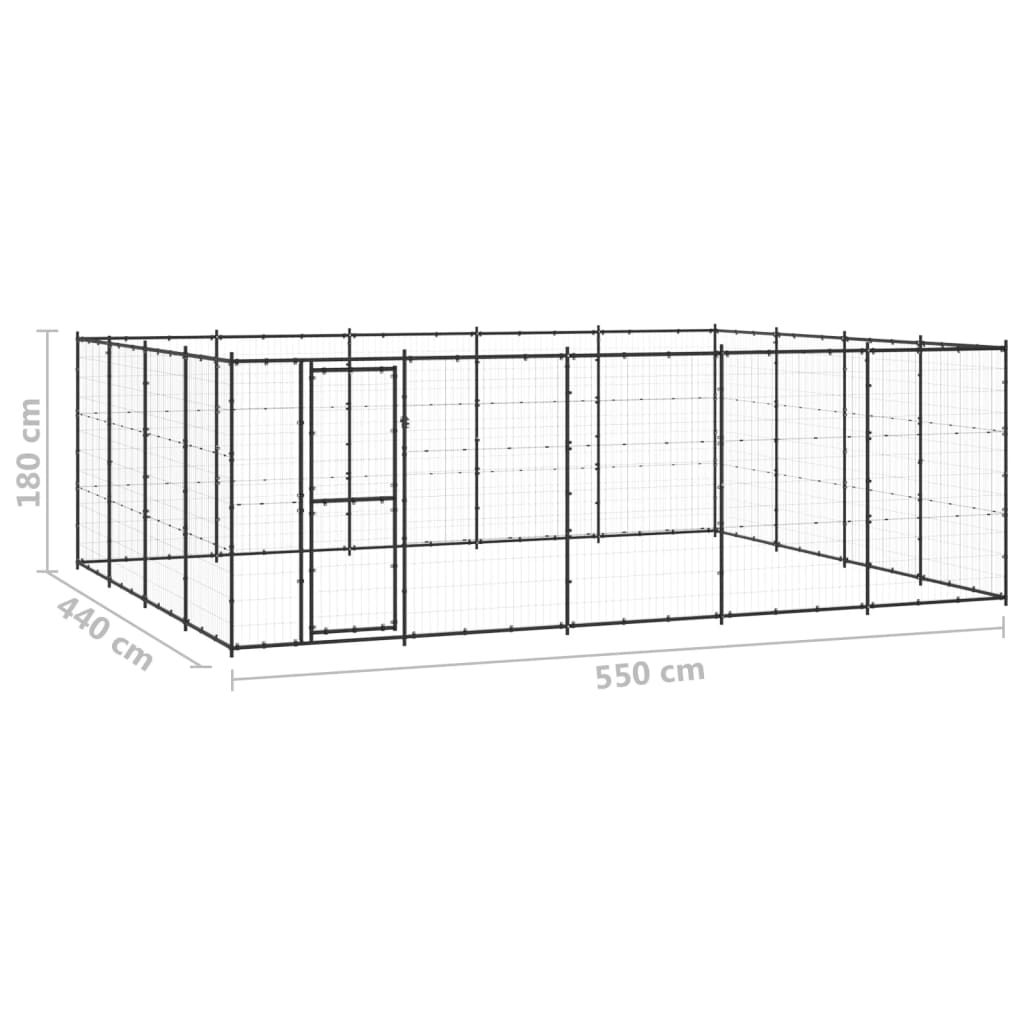 Vonkajšia voliéra pre psov oceľová 24,2 m²
