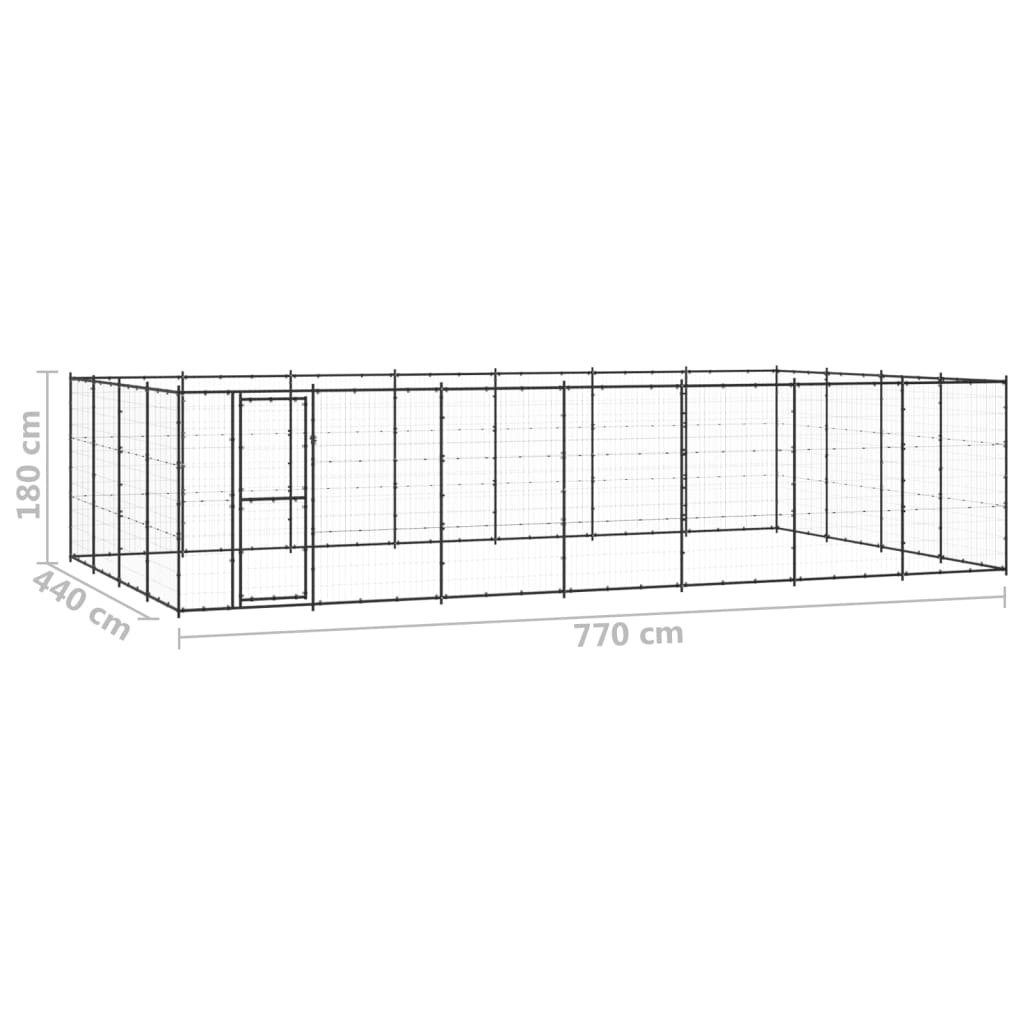 Vonkajšia voliéra pre psy oceľová 33,88 m²