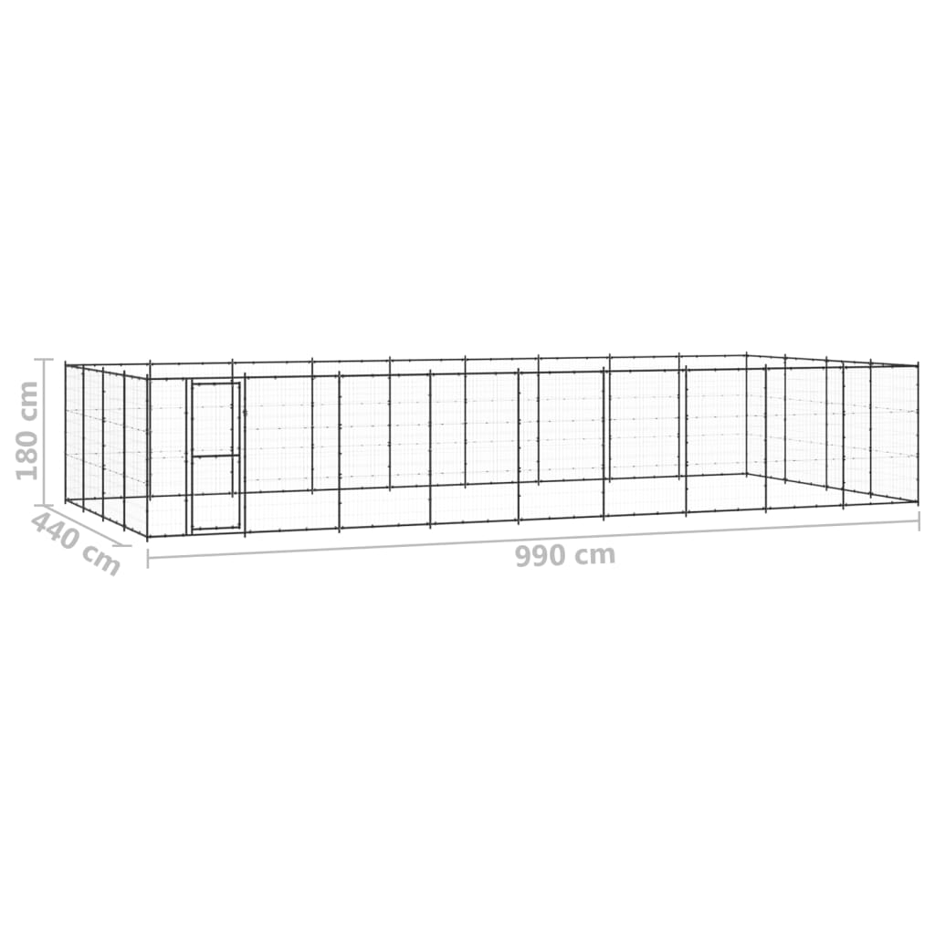 Vonkajšia voliéra pre psov oceľová 43,56 m²