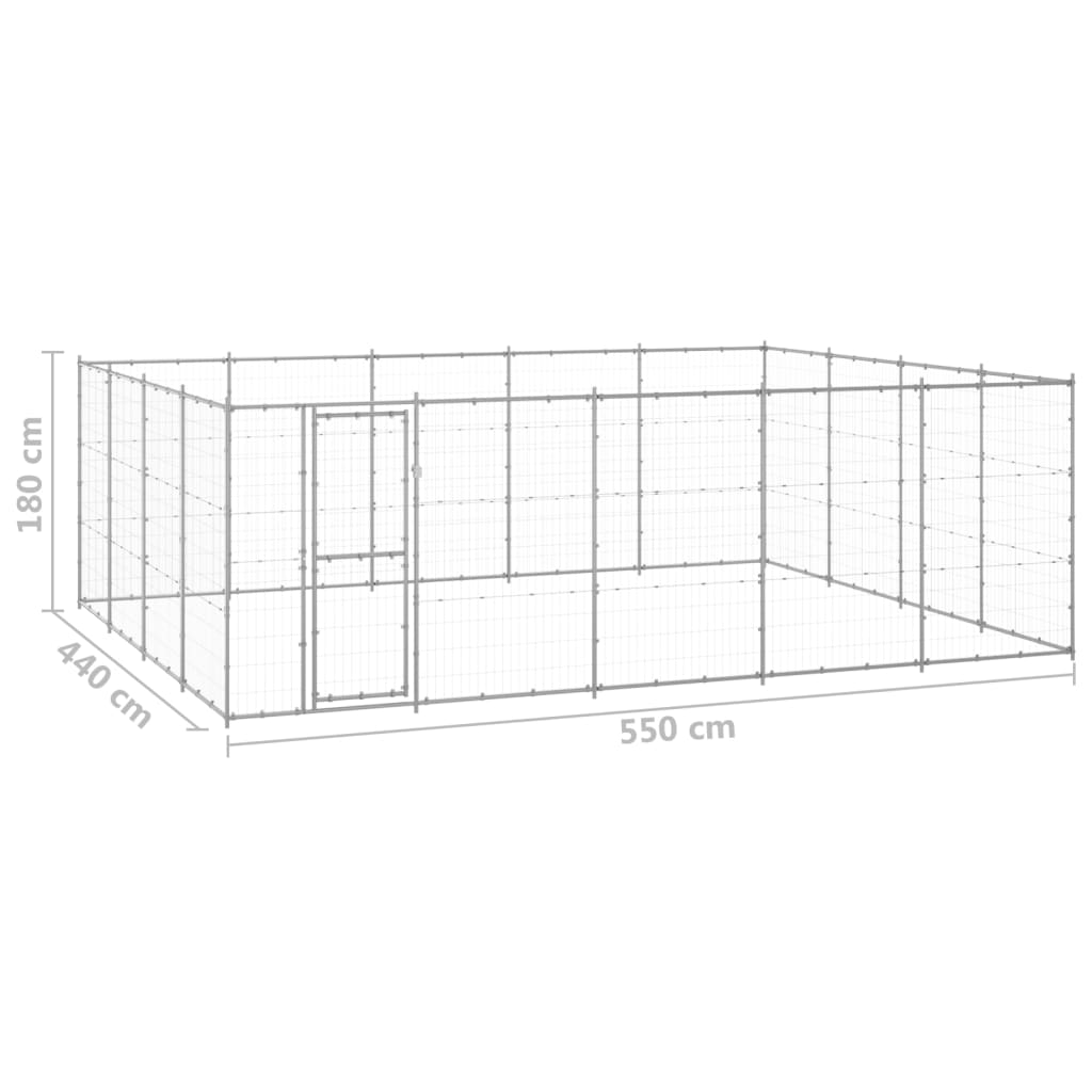 Vonkajšia voliéra pre psy pozinkovaná oceľ 24,2 m²