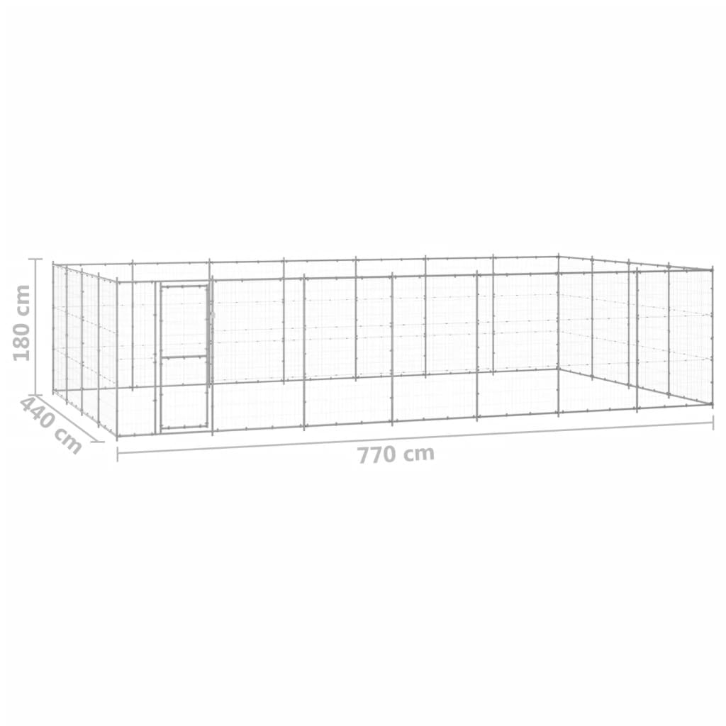 Vonkajšia voliéra pre psov pozinkovaná oceľ 33,88 m²