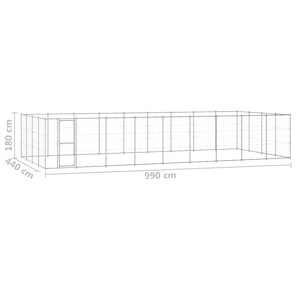 Vonkajšia voliéra pre psov pozinkovaná oceľ 43,56 m²
