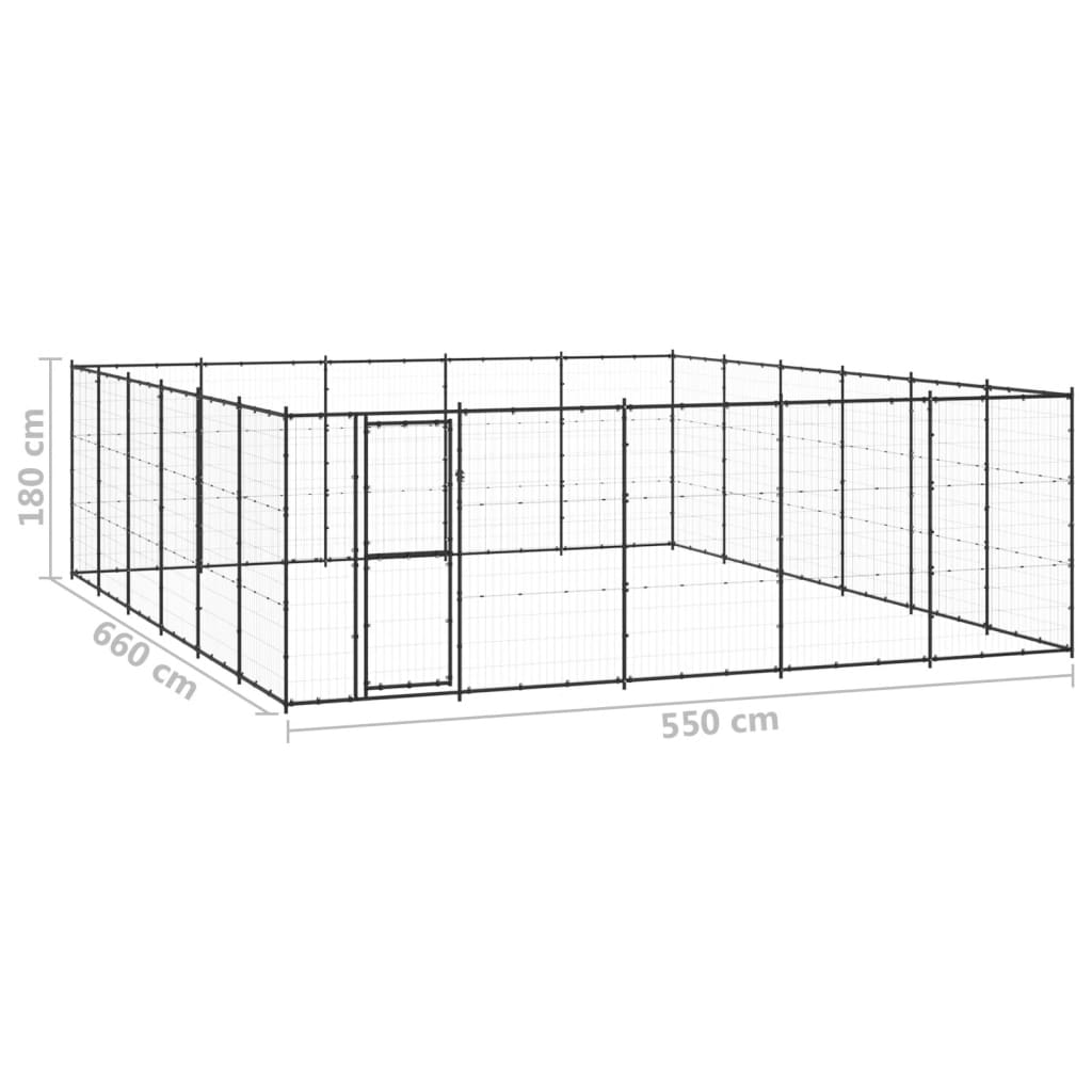 Vonkajšia voliéra pre psy oceľová 36,3 m²
