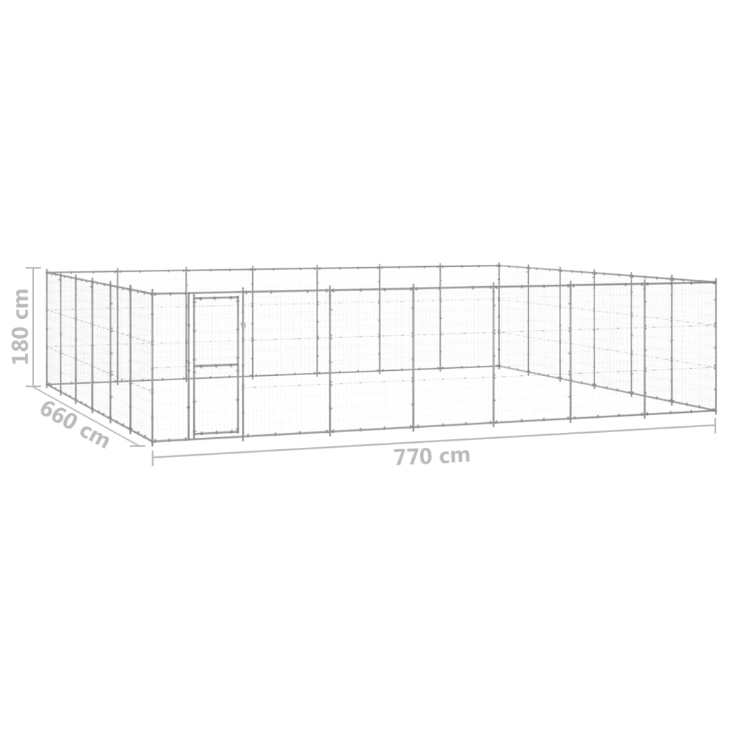 Vonkajšia voliéra pre psy pozinkovaná oceľ 50,82 m²