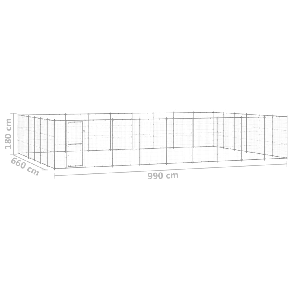 Vonkajšia voliéra pre psy pozinkovaná oceľ 65,34 m²