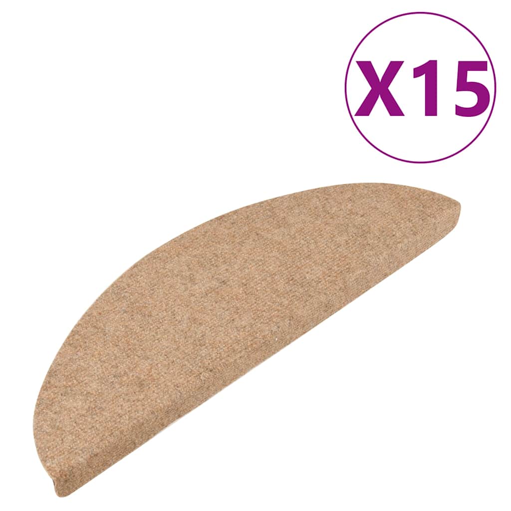 Samolepiace nášľapy na schody 15 ks 56x17x3 cm béžové