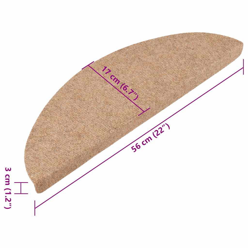 Samolepiace nášľapy na schody 15 ks 56x17x3 cm béžové