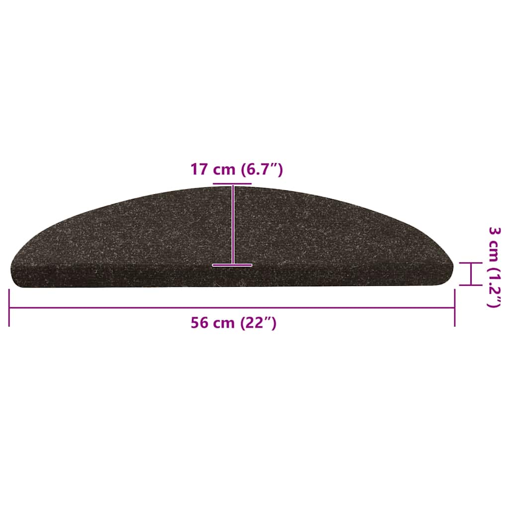 Samolepiace nášľapy na schody 15 ks 56x17x3 cm antracitové