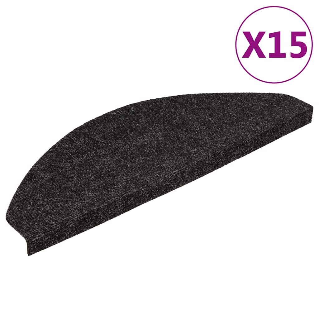 Samolepiace nášľapy na schody 15 ks 65x22,5x3,5 cm antracitové