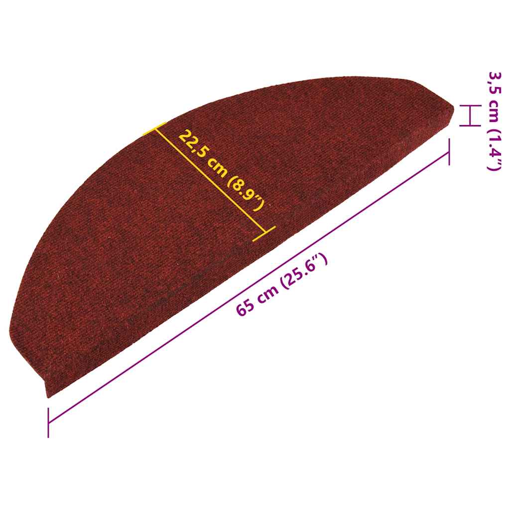 Samolepiace nášľapy na schody 15 ks 65x22,5x3,5 cm červené