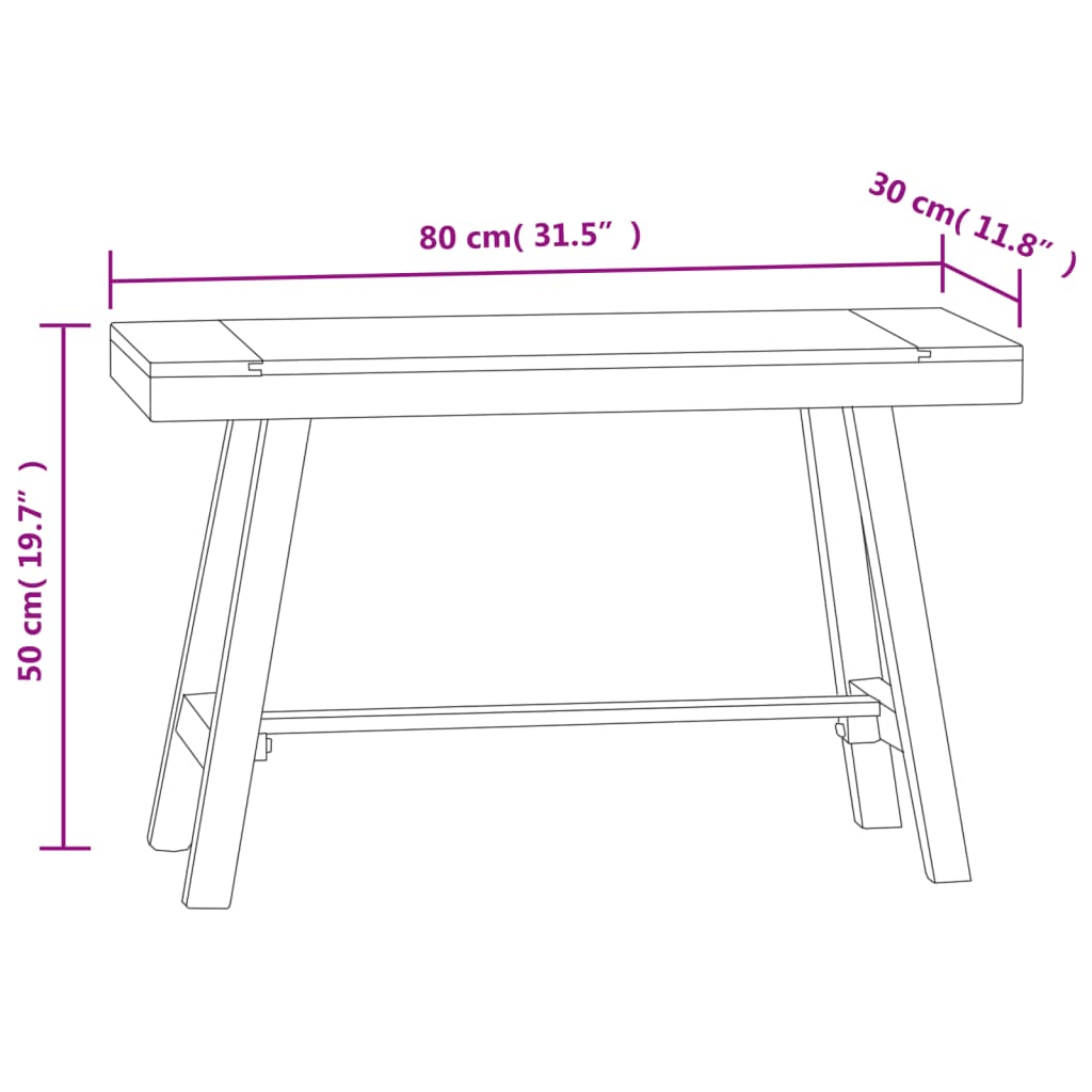 Lavica 80 cm masívne tíkové drevo