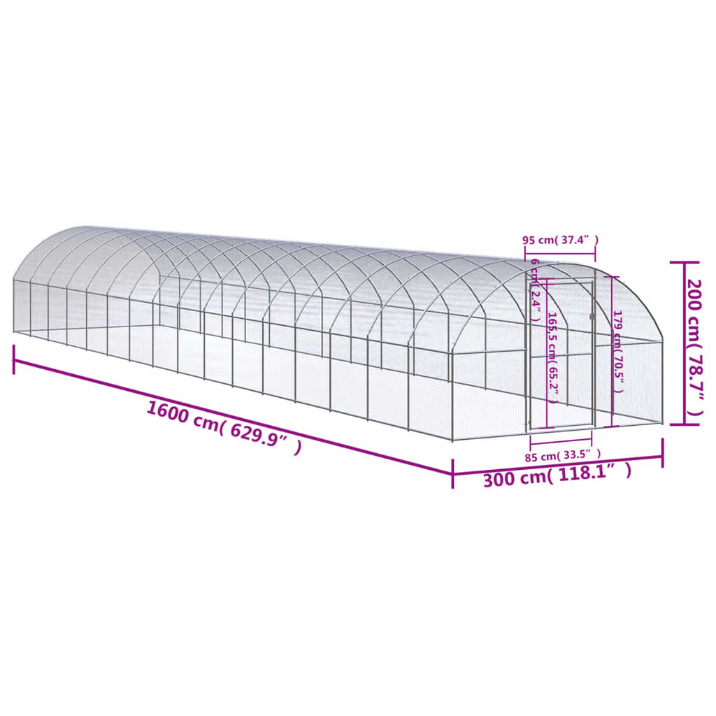 Vonkajší kurín 3x16x2 m pozinkovaná oceľ