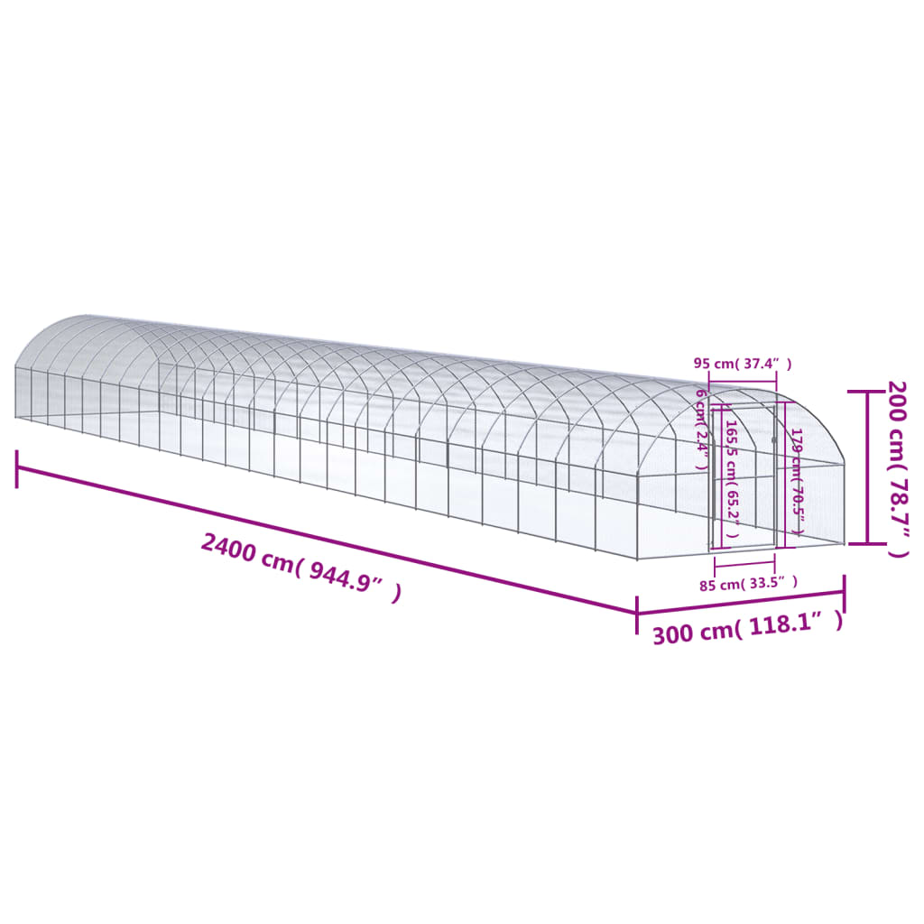 Vonkajší kurín 3x24x2 m pozinkovaná oceľ