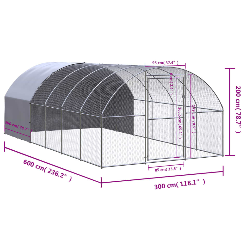 Vonkajší kurín 3x6x2 m pozinkovaná oceľ