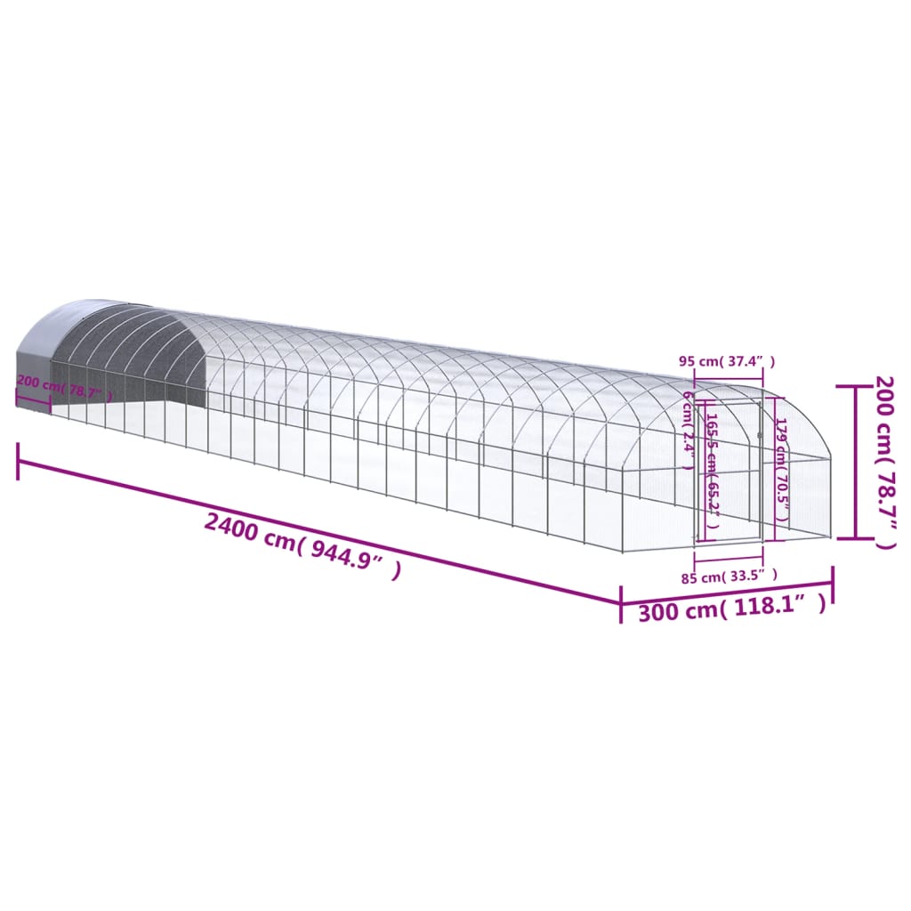 Vonkajší kurín 3x24x2 m pozinkovaná oceľ