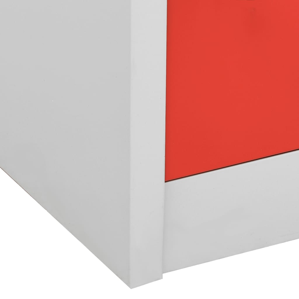 Uzamykacie skrinky 2 ks bledosivé a červené 90x45x92,5 cm oceľové