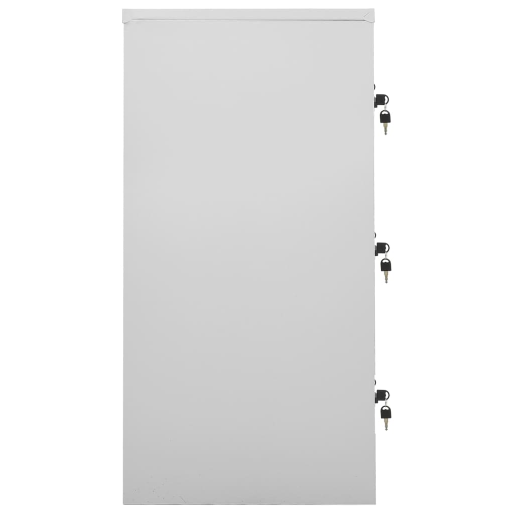 Uzamykacie skrinky 5 ks bledosivé a červené 90x45x92,5 cm oceľové