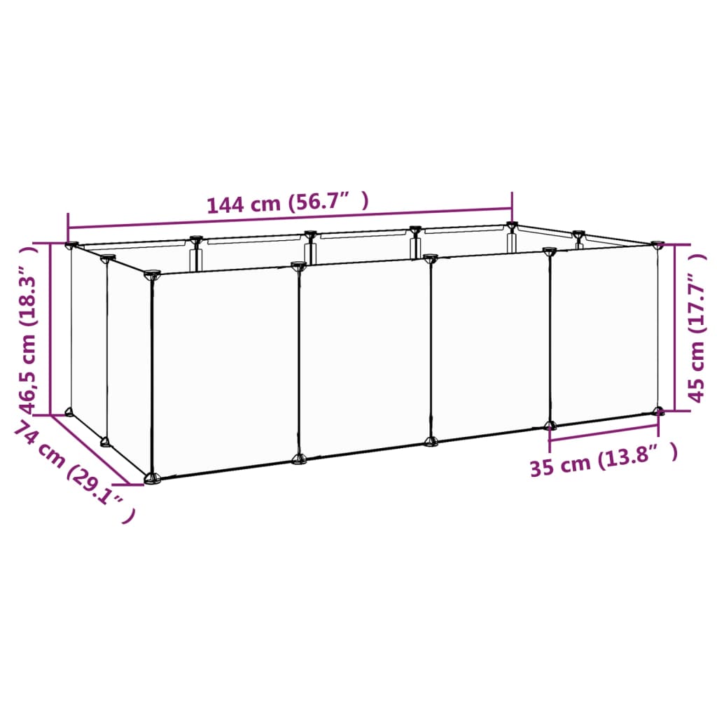Klietka pre malé zvieratá čierna 144x74x46,5 cm PP a oceľ