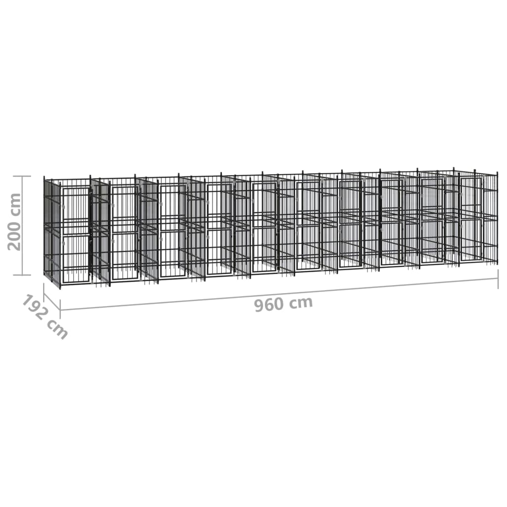 Vonkajší koterec pre psov oceľový 18,43 m²