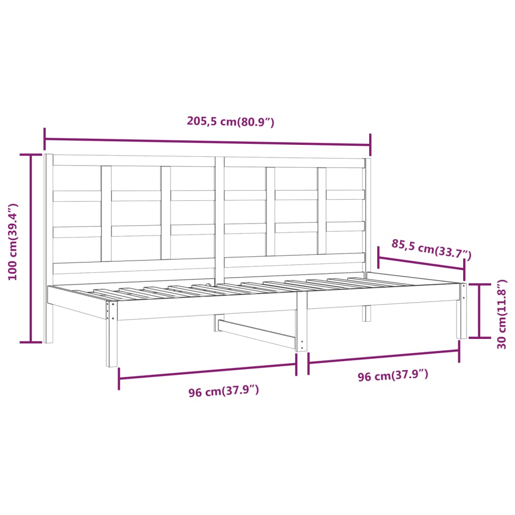 Denná posteľ s matracom biela 80x200 cm masívna borovica
