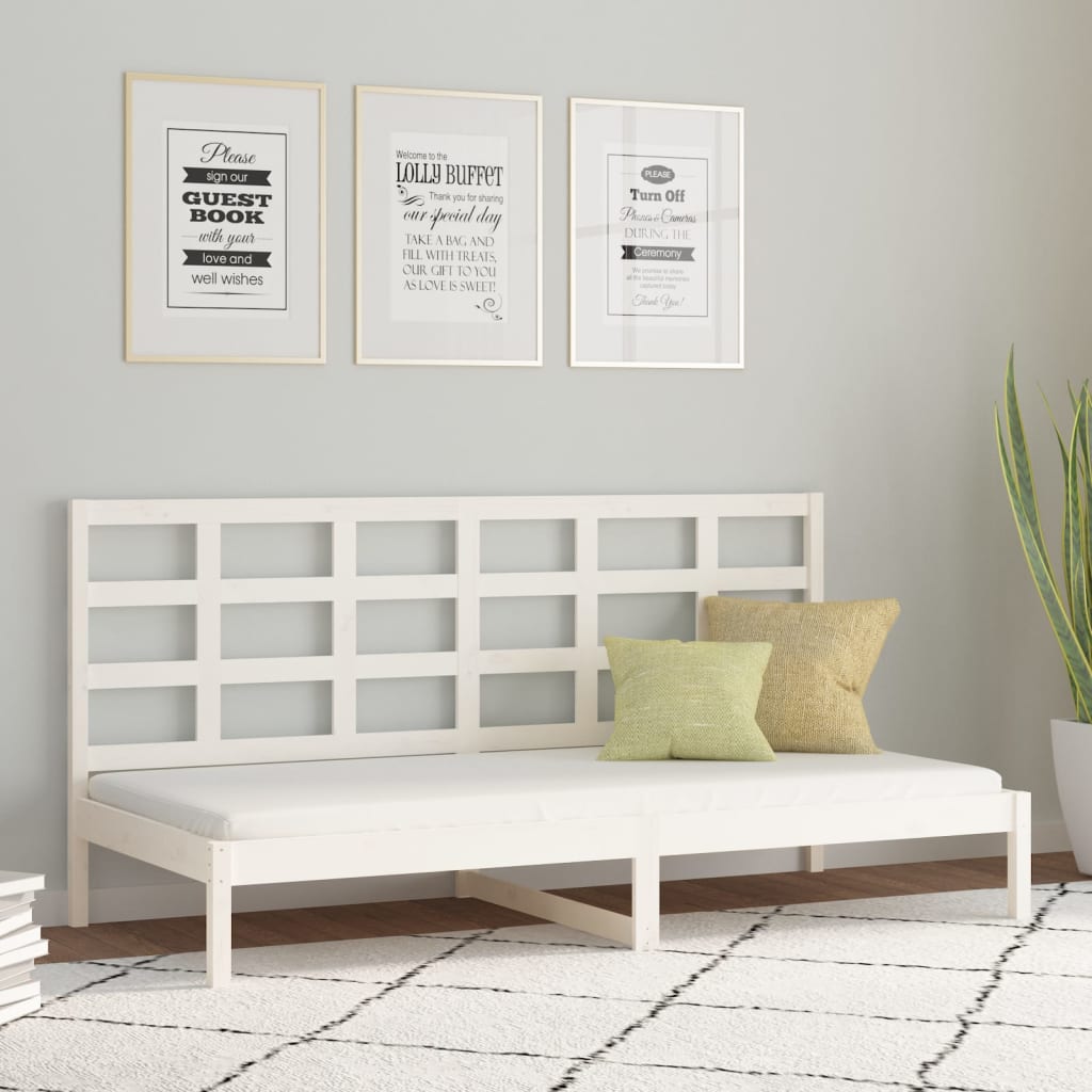 Denná posteľ s matracom biela 80x200 cm masívna borovica