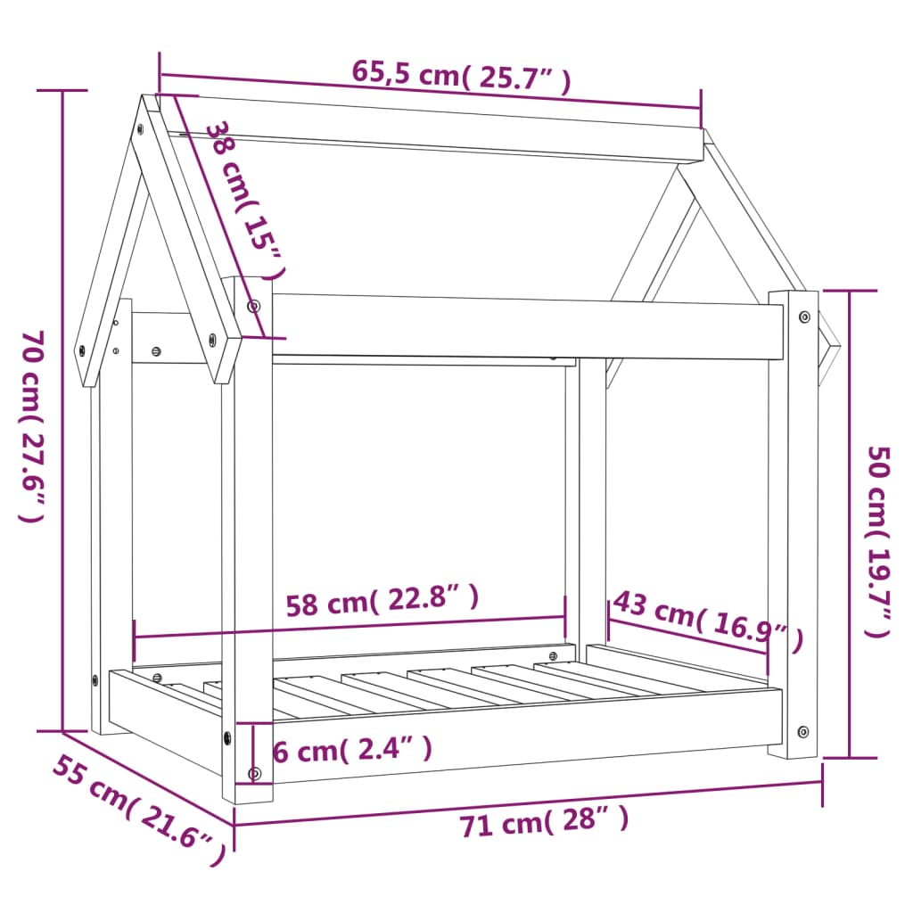 Posteľ pre psa biela 71x55x70 cm borovicový masív