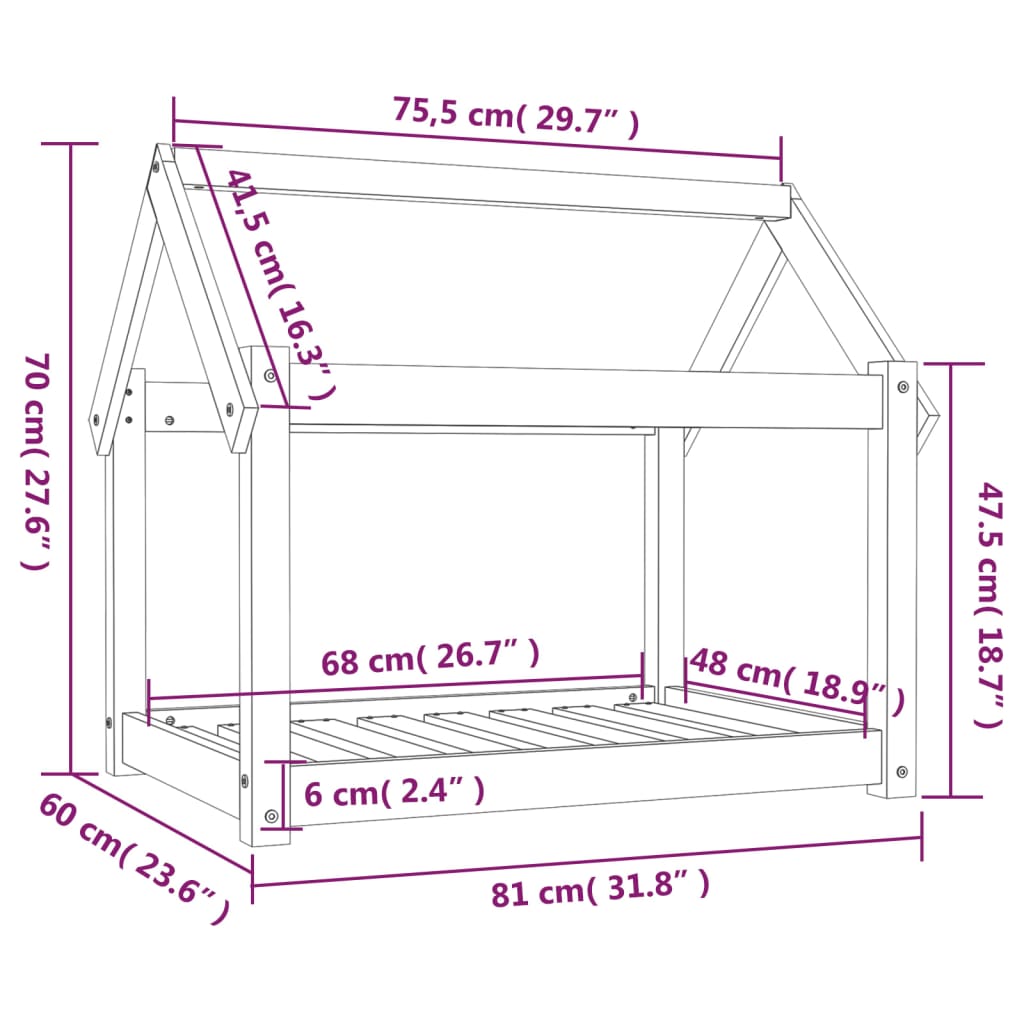 Posteľ pre psa 81x60x70 cm borovicový masív