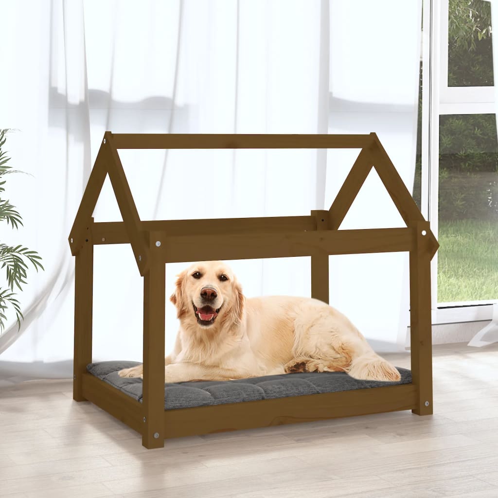 Posteľ pre psa medová 81x60x70 cm borovicový masív