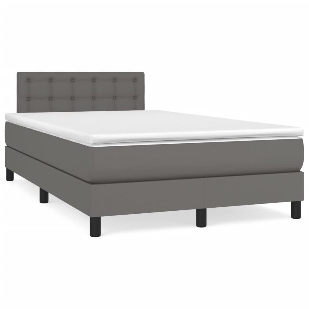 Boxspring posteľ s matracom sivá 120x200 cm umelá koža