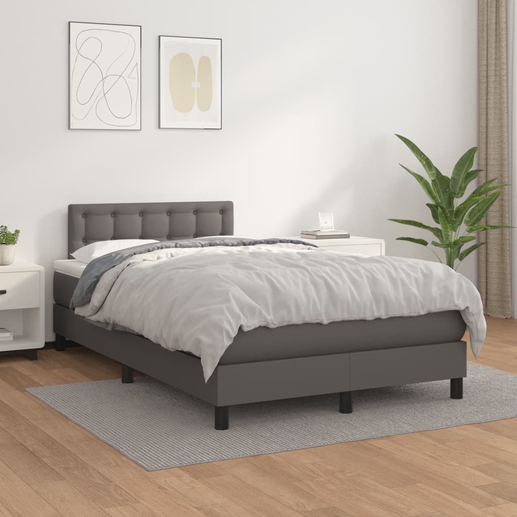 Boxspring posteľ s matracom sivá 120x200 cm umelá koža