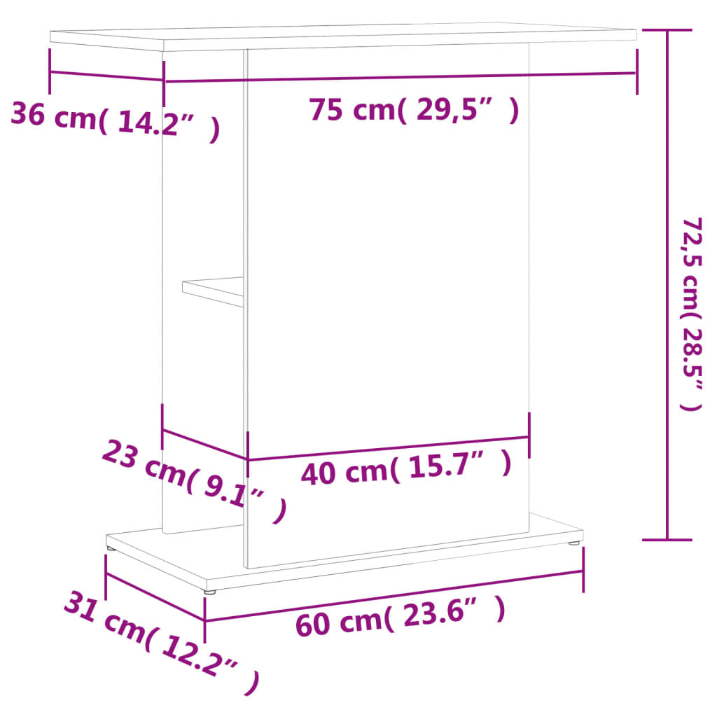 Stojan na akvárium betónový sivý 75x36x72,5 cm kompozitné drevo