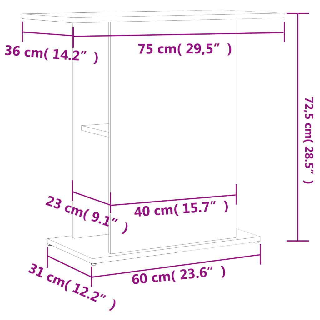 Stojan na akvárium dymový dub 75x36x72,5 cm kompozitné drevo