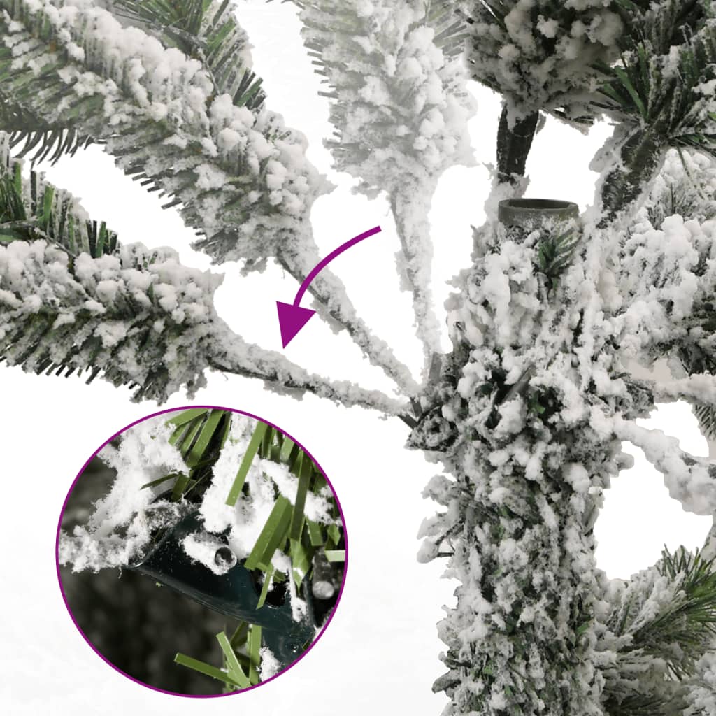 Umelý výklopný vianočný stromček so snehovými vločkami 300 cm