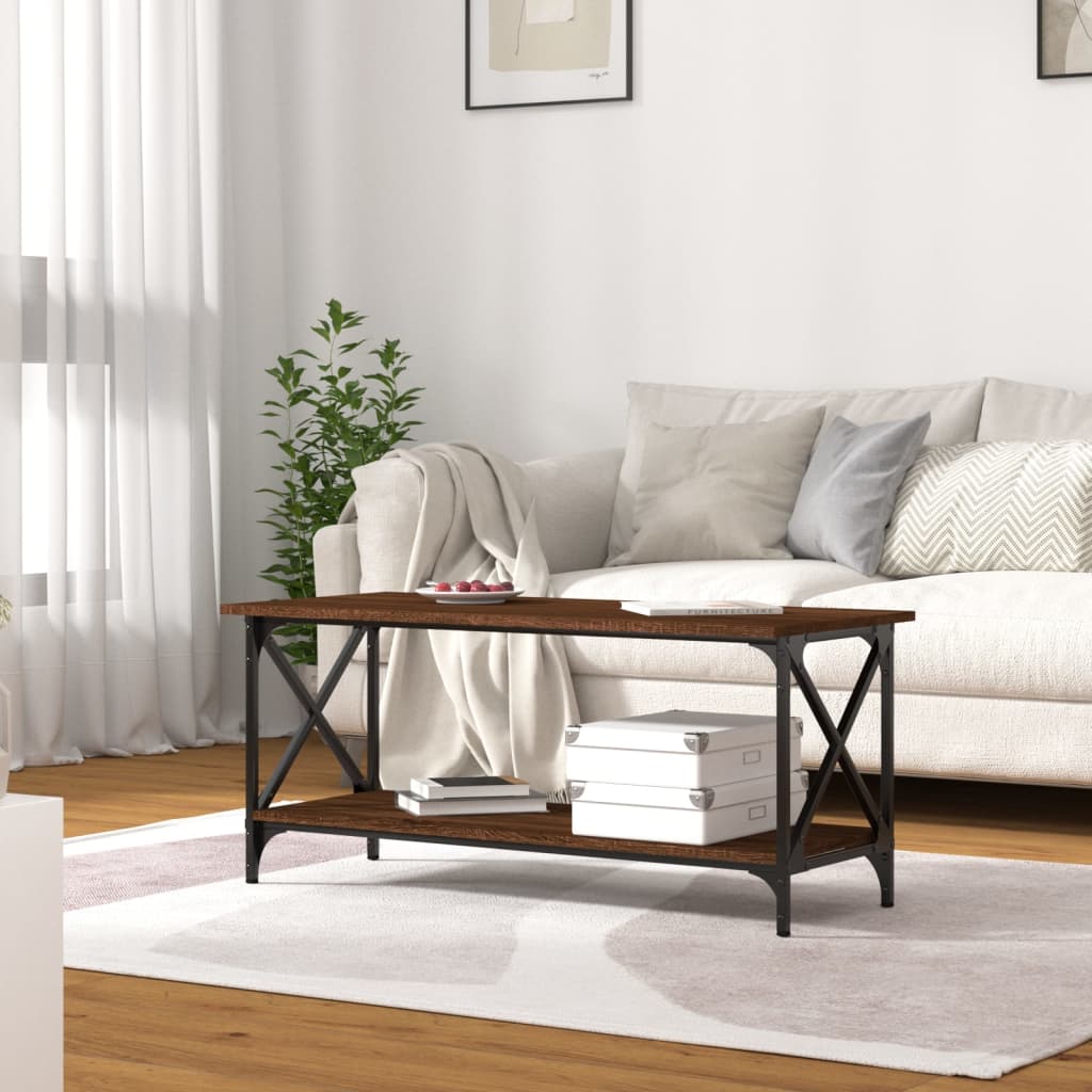 Konferenčný stolík hnedý dub 100x45x45 cm sprac. drevo a železo