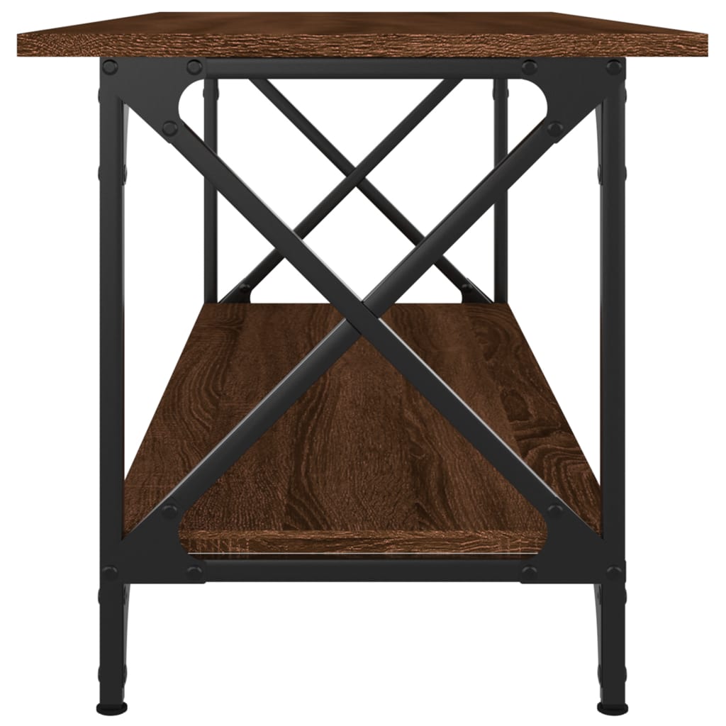 Konferenčný stolík hnedý dub 100x45x45 cm sprac. drevo a železo