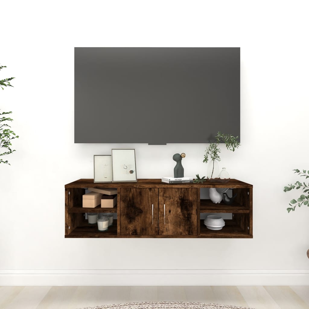 Nástenná polica dymový dub 102x30x29 cm spracované drevo