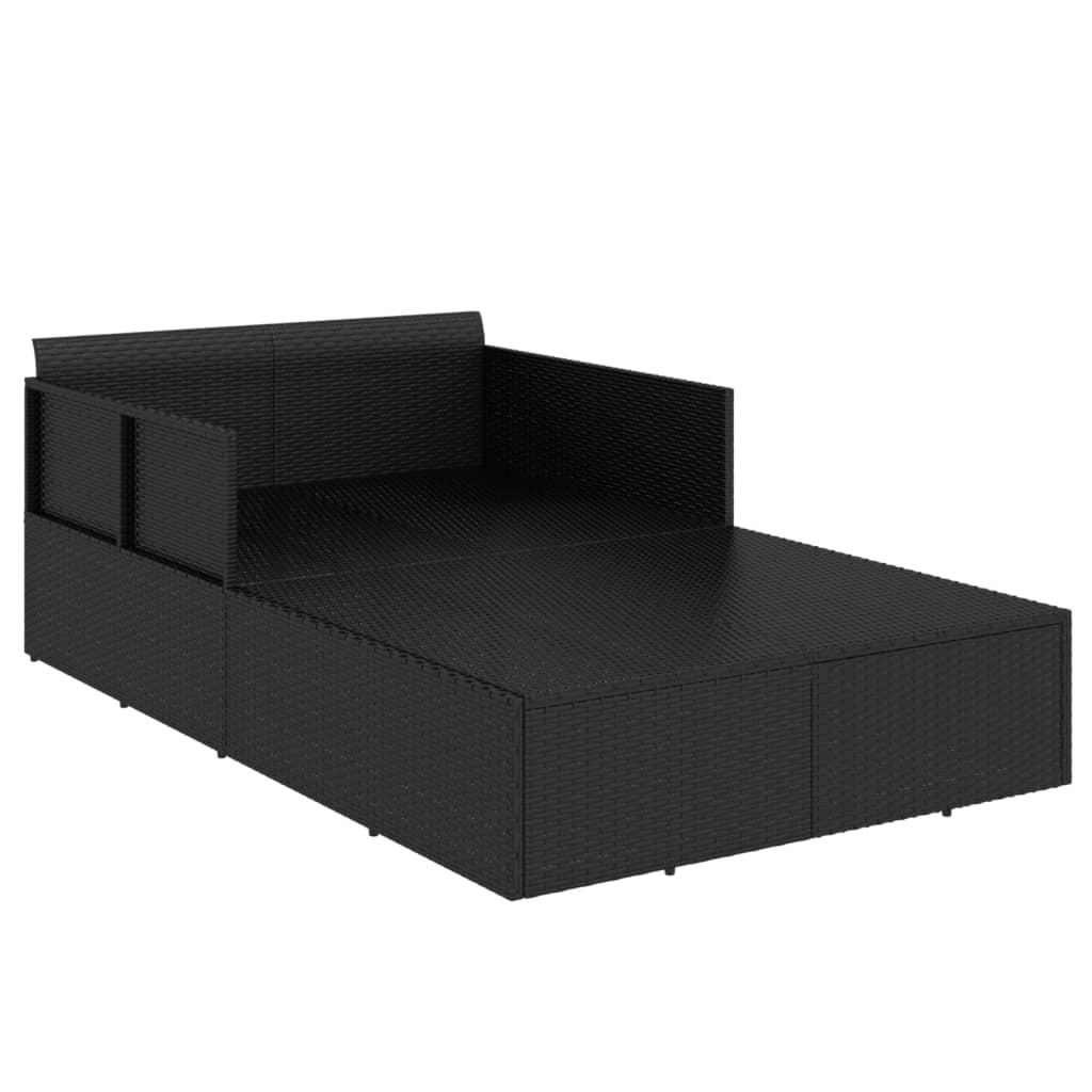 Opaľovacie lehátko s vankúšom čierne 182x118x63 polyratan