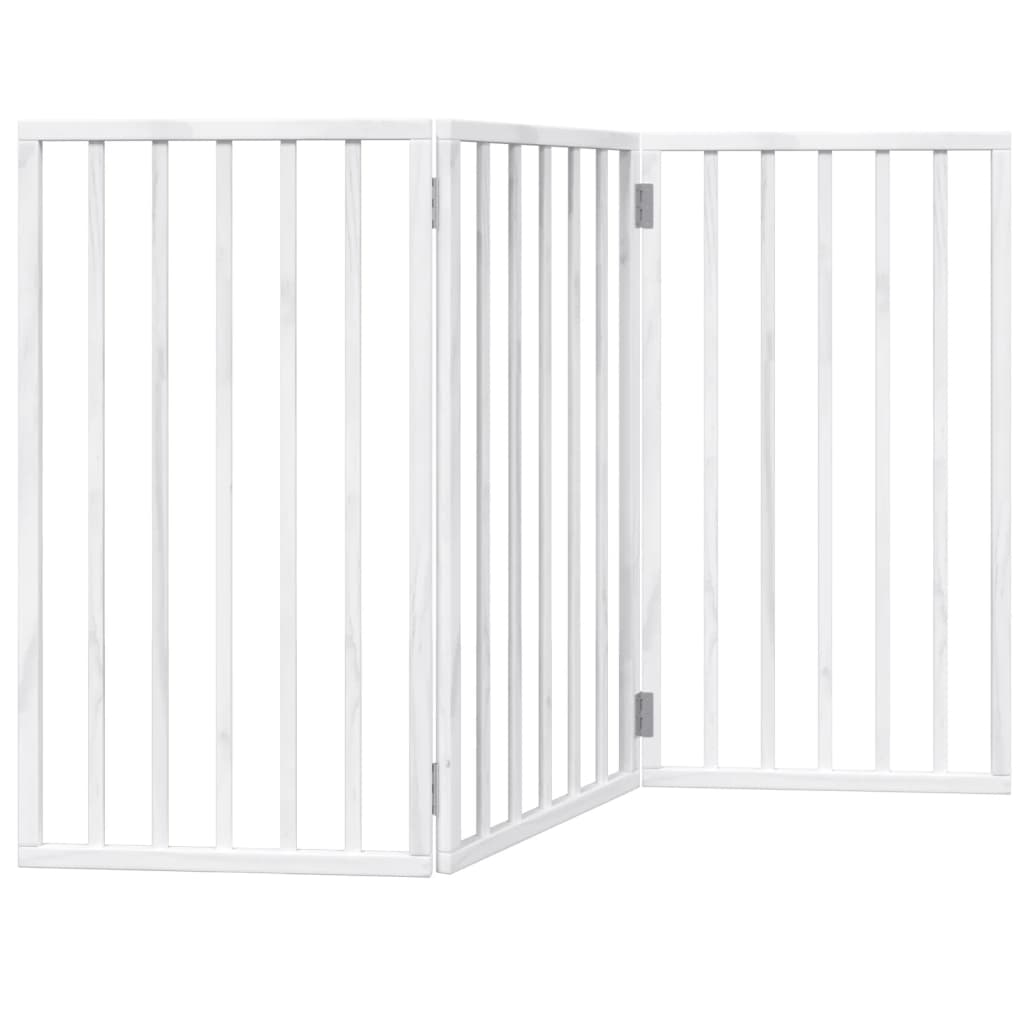 Brána pre psa skladacia 3 panely biela 150 cm topoľové drevo