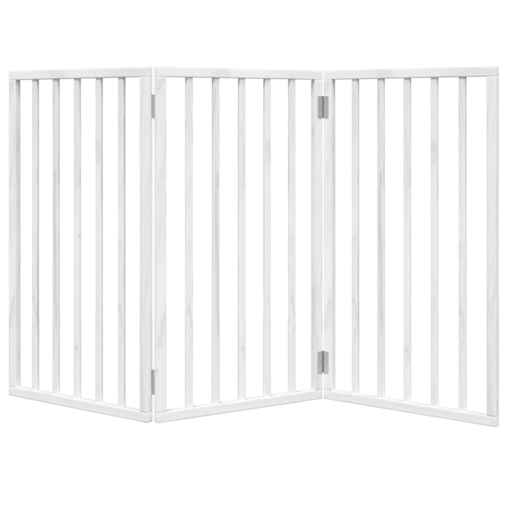 Brána pre psa skladacia 3 panely biela 150 cm topoľové drevo