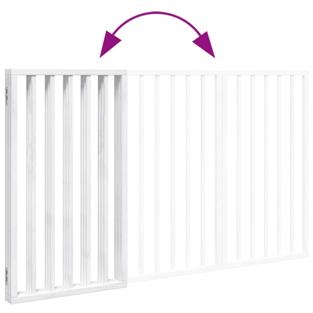 Brána pre psa skladacia 3 panely biela 150 cm topoľové drevo