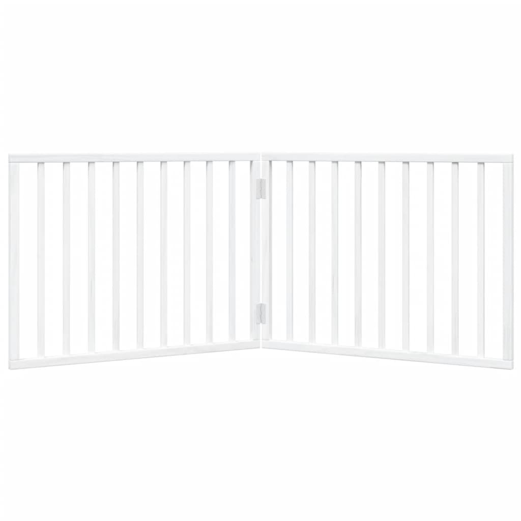 Brána pre psa skladacia 2 panely biela 160 cm topoľové drevo