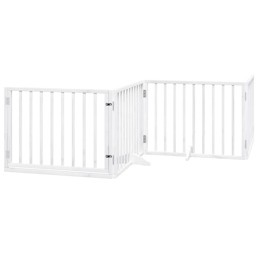 Brána pre psa s dverami sklad. 4pan. biela 320cm topoľové drevo