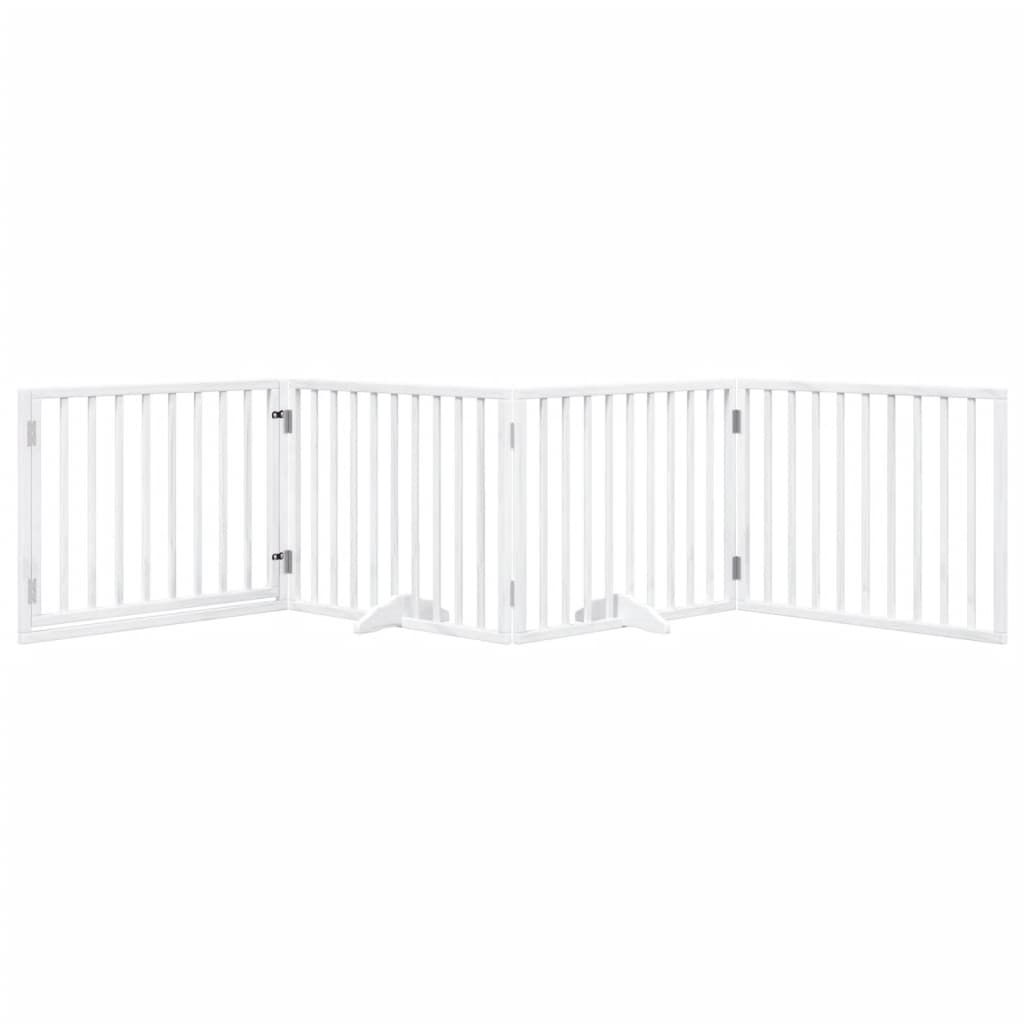 Brána pre psa s dverami sklad. 4pan. biela 320cm topoľové drevo