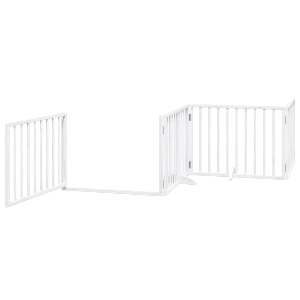 Brána pre psa s dverami sklad. 4pan. biela 320cm topoľové drevo