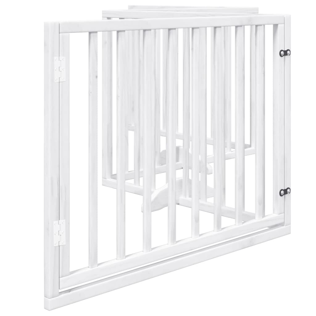 Brána pre psa s dverami sklad. 4pan. biela 320cm topoľové drevo