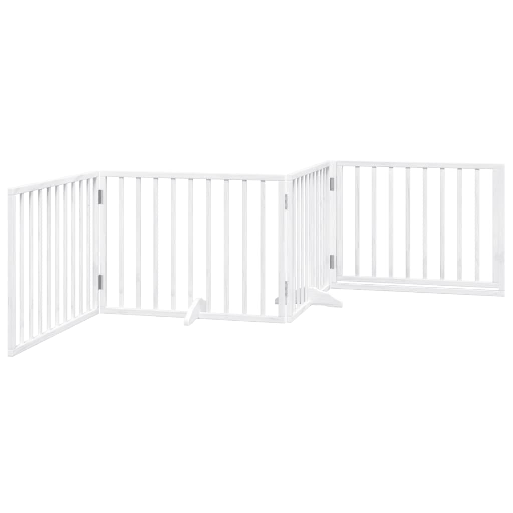 Brána pre psa s dverami sklad. 4pan. biela 320cm topoľové drevo