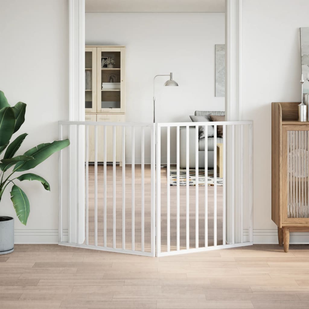 Brána pre psa skladacia 2 panely biela 160 cm topoľové drevo